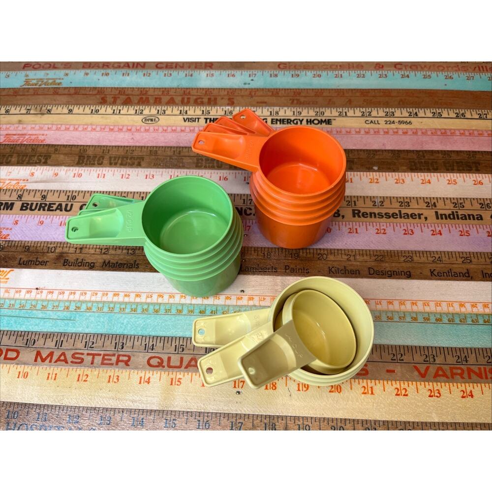 Vintage Tupperware Measuring Cups Orange (4) Green (4) Yellow (3) Mixed LOT